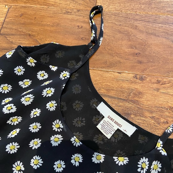 Sans Souci Black Crop Top with Daisies, M - Picture 9 of 9